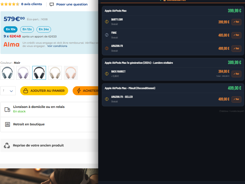 Fox Deal en action sur une page produit